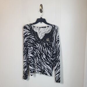 Motive  Black & White  Embellished Sweater